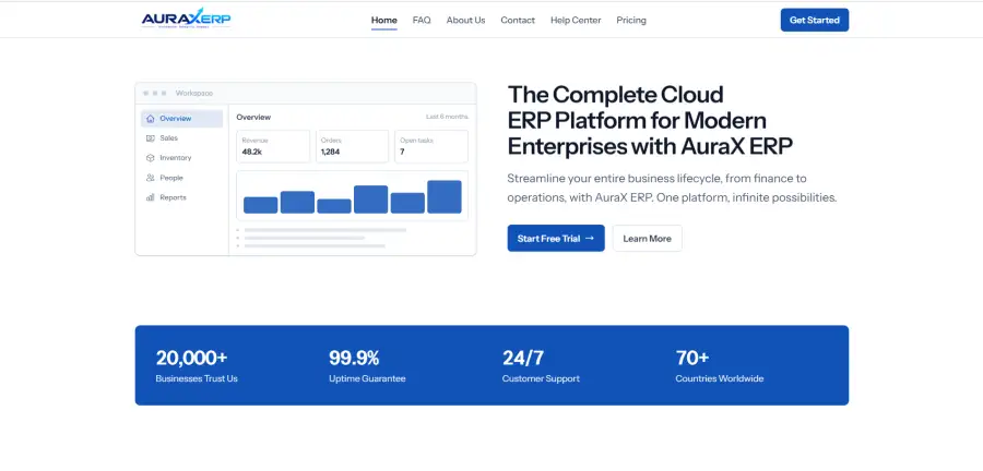 AuraX ERP — Web Application by Weblinks Software Solutions